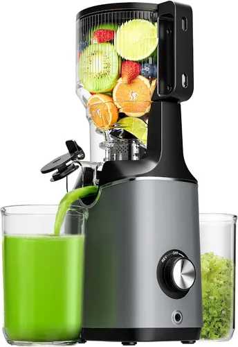Miniatura 10 de EUHOMY - Exprimidor de prensa en frío, canal de alimentación de 5.5 pulgadas de ancho, exprimidor de masticación lenta para verduras y frutas