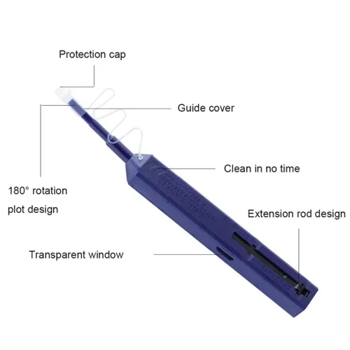 Miniatura 2 de Limpiador de fibra LC Pen.800+ Limpiador de fibra de un solo clic, limpiador de conector óptico LCUPC de 0.049 in y pluma de limpieza de cara final