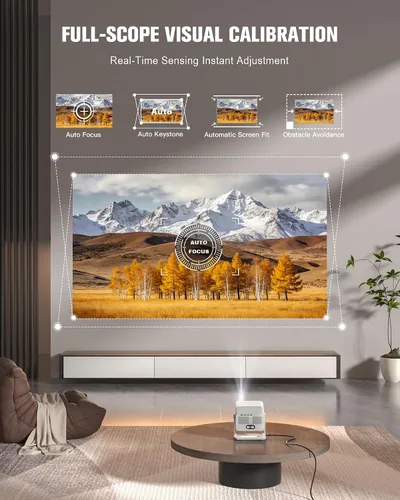 Miniatura 7 de Google TV con licencia oficial: proyector inteligente 4K con WiFi y Bluetooth, enfoque automático VOPLLS y proyector portátil Keystone