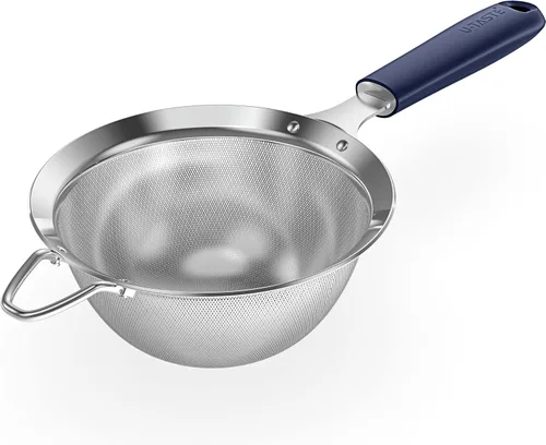 Miniatura 10 de Colador de malla de acero inoxidable 18/8: U-Taste Colador de alimentos de malla fina de cocina de 3.9 pulgadas con mango de silicona resistente (4)