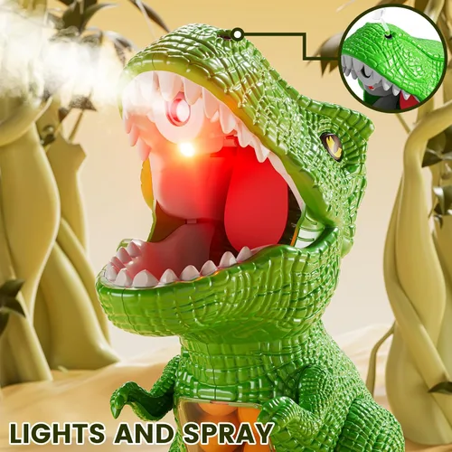 Miniatura 7 de Disparo de dinosaurios movibles para juguetes para niños de 4 a 6 años, juegos electrónicos para niños con lanzador de bomba de aire, registro