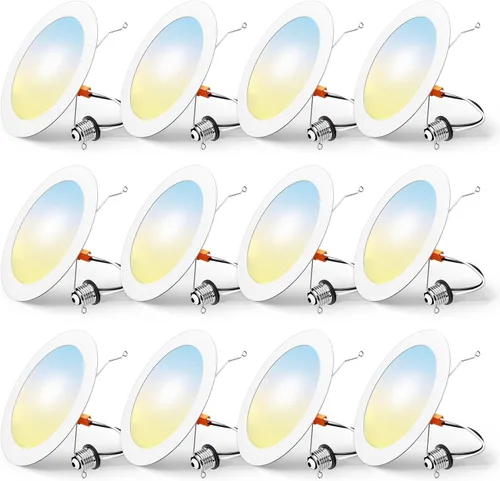 Miniatura 10 de FREELICHT Paquete de 24 unidades de iluminación LED empotrada de 4 pulgadas, 5CCT seleccionable, luces LED de lata planas regulables, 7W, 700LM, ETL