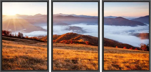Miniatura 79 de SIGNWIN Lienzo enmarcado para pared, juego de arte nublado de tormenta, cielo, bosque otoñal, árboles, rústico, naturaleza, fotografía, realismo