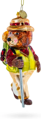 Miniatura 5 de Adorno navideño de cristal para excursionista de oso