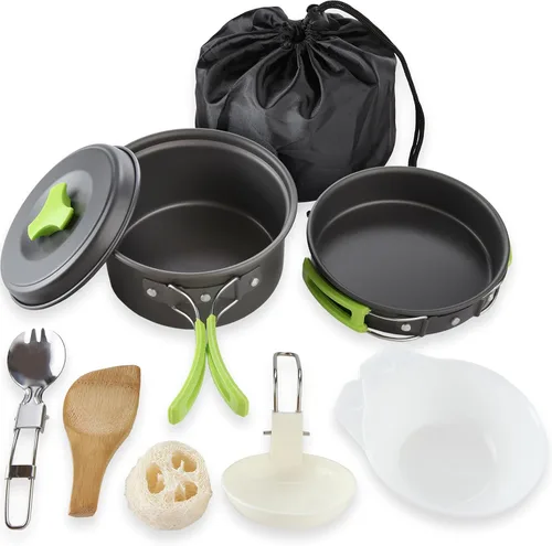 Miniatura 3 de MalloMe Kit de utensilios de cocina de camping para equipo de mochilero – Juego de cocina de camping – Juego de ollas y sartenes – Estufa