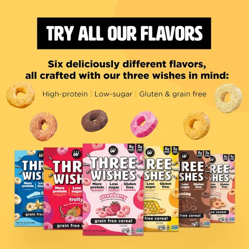 Miniatura 3 de Three Wishes Cereal Sin Granos y Con Proteína - Cereal de Desayuno Saludable, Bajo en Azúcar y Sin Gluten - Bajo en Carbohidratos, a Base