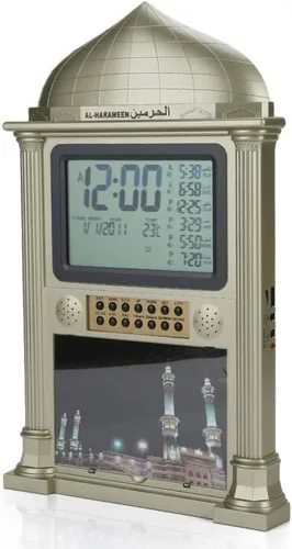 Miniatura 9 de Reloj despertador islámico de alta calidad, reloj despertador automático de plástico musulmán Azan oración calendario digital con pantalla de hora