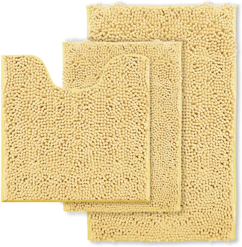 Miniatura 20 de Alfombra de baño azul, súper suave, antideslizante, lavable a máquina, se seca rápidamente, juego de baño ultrasuave de 3 piezas cian-azul