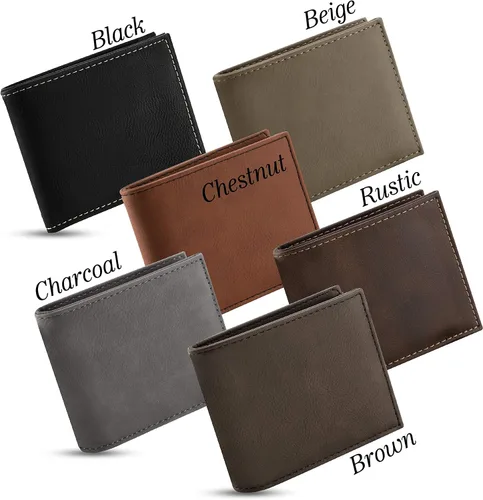 Miniatura 2 de Carteras personalizadas para hombres, 6 colores y 19 opciones de fuente, billetera de cuero grabada personalizada, regalos para el marido, regalos