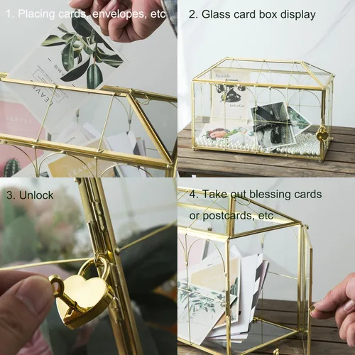 Miniatura 5 de Caja de Tarjetas de Boda de Vidrio Giadun con Ranura, Caja de Tarjetas Grande Transparente de 12.6 Pulgadas, Caja de Almacenamiento de Tarjetas