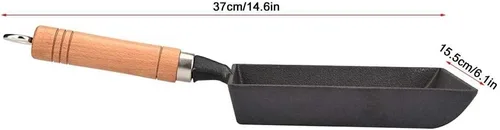 Miniatura 8 de Vikye Tamagoyaki - Sartén japonesa para tortilla/huevos, mini sartén de hierro para tortilla, sartén con mango de madera Tamagoyaki, funciona