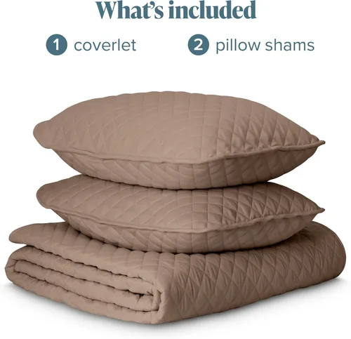 Miniatura 8 de Bare Home Juego de colcha – Full/Queen – Decoración ligera de cama – Alternativa de edredón – Colcha acolchada para todas las estaciones 10 - Taupe