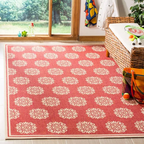 Miniatura 10 de SAFAVIEH Alfombra lavable al aire libre Linden Collection – 6'7" cuadrada, crema y beige, no desprende pelusa y fácil de limpiar, ideal para patio