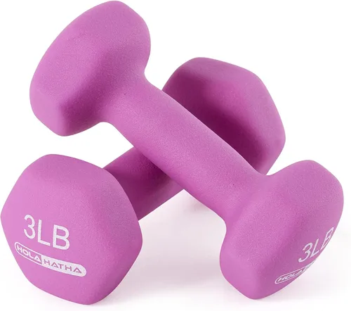 Miniatura 9 de HolaHatha Neoprene Dumbbell Weights Set w/Rack, Home Gym Equipment - Portable Weighted Exercise Dumbbells for Fitness, Training, and Lifting