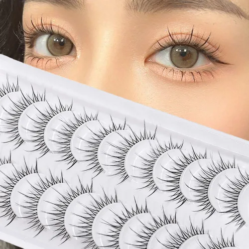 Miniatura 11 de Pestañas de manga de aspecto natural, delgadas, esponjosas, asiáticas, para cosplay, pestañas puntiagudas japonesas de anime 3D, pestañas postizas