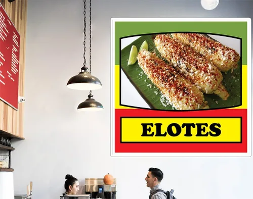 Miniatura 5 de Calcomanías personalizadas para camiones de alimentos Elotes Mexican Food and Beverage Concession Concession Sign 10 in en el diseño lateral más 10
