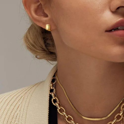Miniatura 3 de FANZE 3Pairs 14K Gold Plated Earrings Set, Hoop Earrings, Dangle Huggie Earrings Lightweight, Jewelry Gift Women Girls