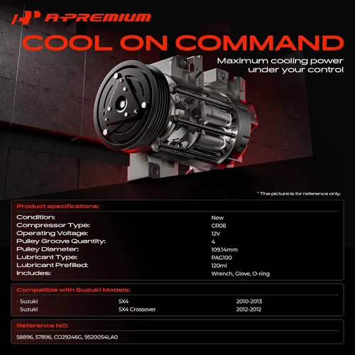 Miniatura 2 de A-Premium Compresor de aire acondicionado con embrague compatible con Suzuki SX4 2.0L 2010-2013, SX4 Crossover 2.0L 2012, con polea de 6 ranuras