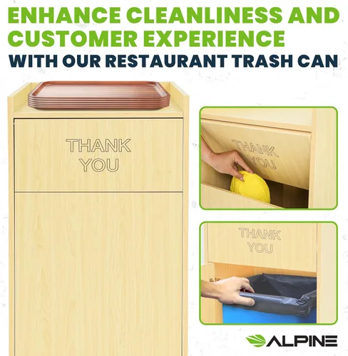 Miniatura 6 de Gabinete de cubo de basura para restaurante Alpine con soporte para bandeja - Cubo de basura de agradecimiento, gabinete de cubo de basura comercial