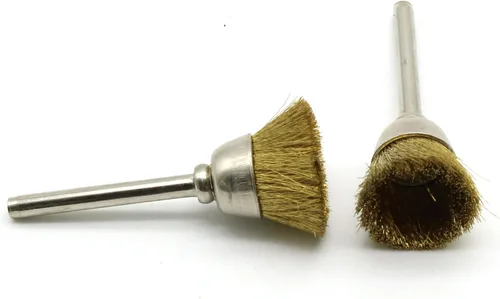 Miniatura 2 de TMAX 10 piezas de cerdas de latón de 1/2 pulgada de taza de alambre de cepillo de rueda con vástago de 1/8 pulgadas para Dremel y otras herramientas