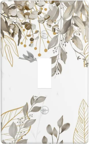 Miniatura 67 de Cubierta decorativa para interruptor de luz de eucalipto tostado, placa de pared de doble palanca, acuarela, hojas marrones, planta con cubierta