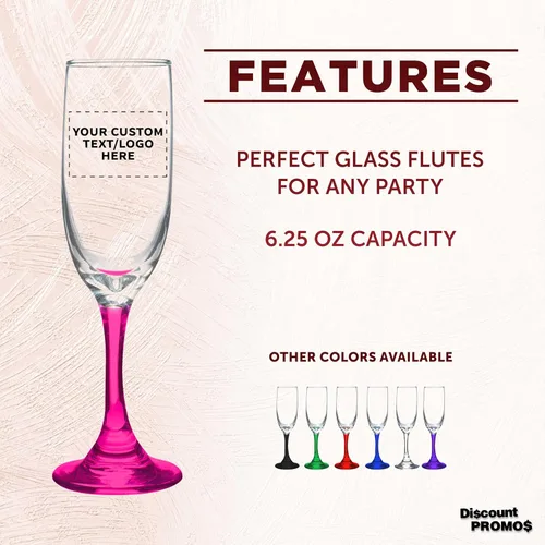 Miniatura 2 de DISCOUNT PROMOS Juego de 100 copas de champán personalizadas Premiere de 6.25 onzas, paquete a granel personalizado, elegante vaso para bodas