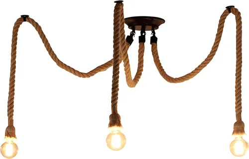 Miniatura 8 de 1 cabeza 1.5M cuerda de cáñamo vintage luz E26/E27 base, lámpara de techo colgante, estilo retro para comedor, restaurante, bar iluminación