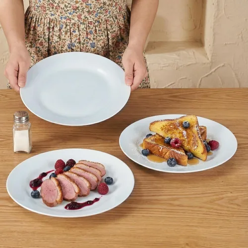 Miniatura 4 de Juego de 4 platos redondos de 10.5 pulgadas, platos de cerámica blanca para cena, ensalada, aperitivo y postre, microondas, vajilla apta