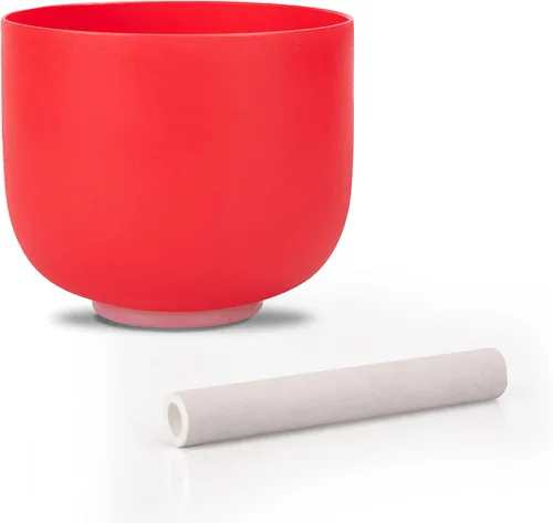 ALIOTH Rojo C nota raíz chakra cristal cantando cuenco 8 pulgadas con sonido Bowl Suede Striker para yoga Nota C roja