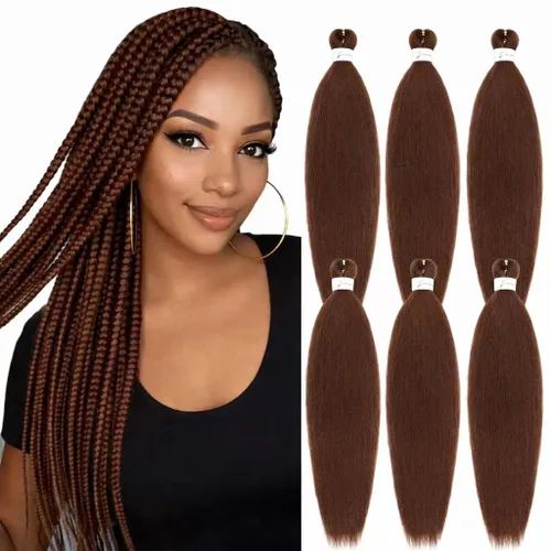 Miniatura 22 de Cabello trenzado preestirado, cabello trenzado degradado de 24 pulgadas, 6 paquetes de ajuste de agua caliente, cabello sintético Yaki profesional