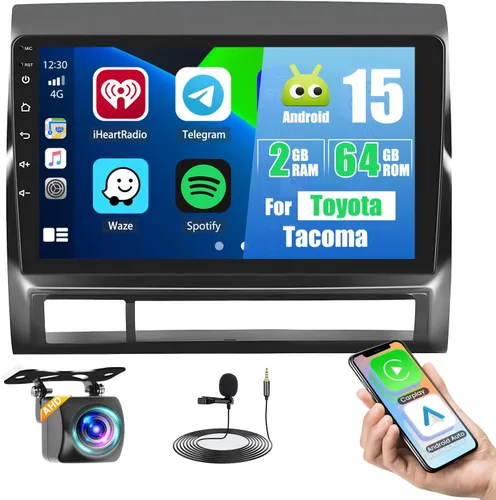 [2G+64G] Android 15 Car Stereo para Toyota Tacoma 2005-2015 con Apple Carplay Android Auto, pantalla táctil de 9 pulgadas Radio Bluetooth WiFi GPS