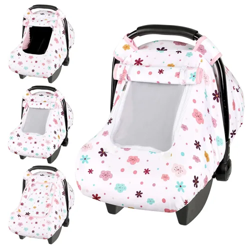Miniatura 16 de Pea Pod Funda de Asiento de Automóvil para Bebé Niñas, Fundas de Asiento de Automóvil Infantil Arcoíris con Capota para Recién Nacidos, 2 Capas