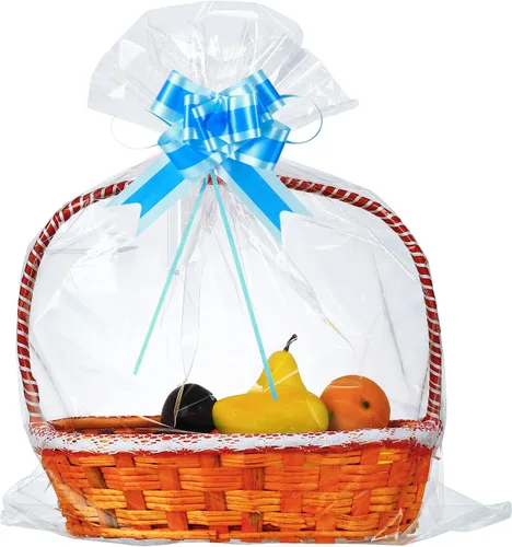 Paquete de 50 bolsas grandes de celofán de 24 x 30 pulgadas, para cestas de regalo de celofán transparente, extra grandes de 2.3 mil de grosor para