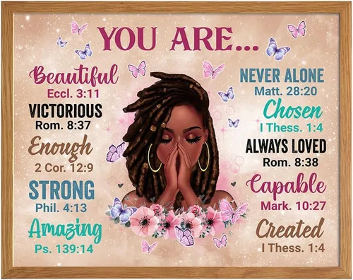 Miniatura 11 de Arte de Pared Afroamericano ENMARCADO - Regalos Cristianos para Mujeres, Mujeres Afroamericanas - Arte Negro de Inspiración - Escritura Espiritual