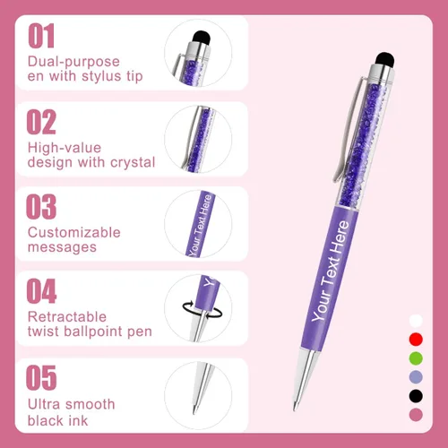 Miniatura 4 de Bolígrafos personalizados con nombre y texto, bolígrafos de diamantes de cristal personalizados a granel, 10 bolígrafos, regalos para mujeres