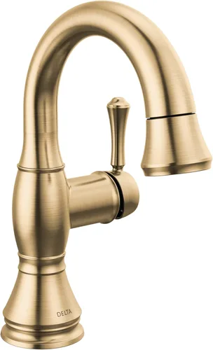 Delta Faucet Cassidy Grifo de Baño Extraíble, Grifo de Baño Extraíble, Grifo de Baño Dorado de Un Solo Orificio con Extraíble, Grifo de Lavabo de