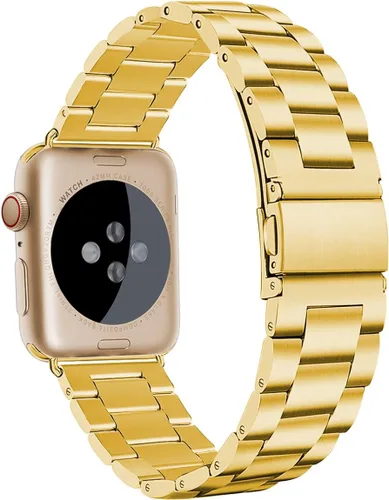 Miniatura 3 de Supoix - 1.654''/1.732'' XL correas grandes compatibles con Apple Watch Series, 4 1.732''/Series 3/2/1 1.654'', pulsera de acero inoxidable de Dorado