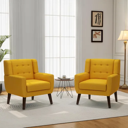 Miniatura 55 de Silla decorativa, sillas de tela moderna de mediados de siglo con brazos para sala de estar, cómodo sillón tapizado para dormitorio, sala de espera