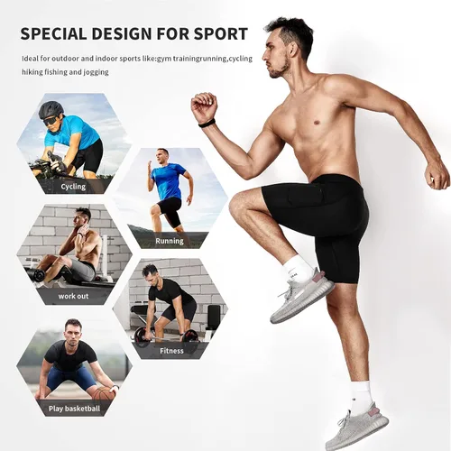 Miniatura 6 de Niksa Pantalones cortos de compresión para hombre, paquete de 3 unidades, ropa interior de compresión para hombre, pantalones cortos deportivos
