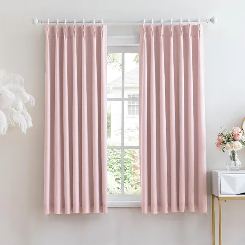 Miniatura 32 de MYSKY HOME Dusty Blue Full Black Out Pinch Pleated Curtains 63 inches Long for Bedroom Linen Textured with Blackout Liners Blue Gray Thermal