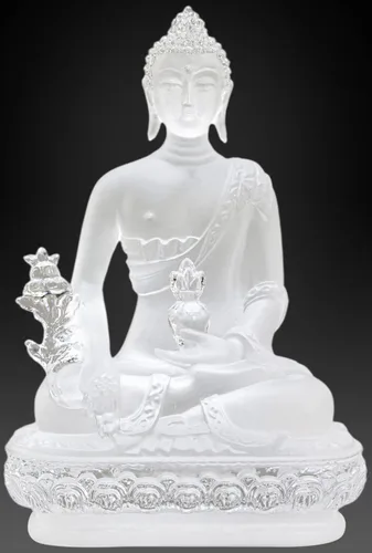 Miniatura 9 de Houlu Estatua de Buda de la medicina tibetana, 4.13 pulgadas, figura de Buda curativa de cristal Liuli para la salud (verde)