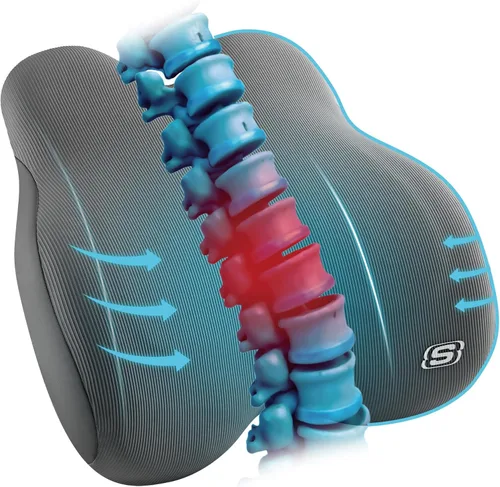Skechers Almohada lumbar de espuma viscoelástica, almohada de apoyo lumbar para oficina, silla, alivio del dolor de espalda baja, almohada lumbar de