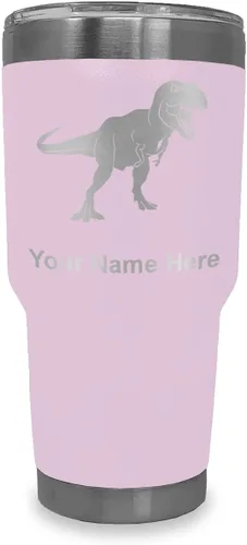 Miniatura 16 de LaserGram Vaso aislado al vacío de 20 onzas, dinosaurio Tiranosaurio Rex, grabado personalizado incluido (negro)