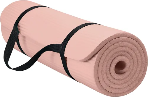 Miniatura 10 de Gaiam Essentials - Alfombrilla de yoga y pilates, fitness y ejercicio de 2/5 pulgadas de grosor (0.394 in) con correa de transporte fácil de Balsam