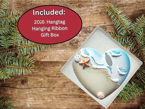 Miniatura 6 de Adornos de playa, adorno de Navidad de playa, conchas marinas, en forma de corazón, adorno costero – Fácil de personalizar en casa – Viene en una