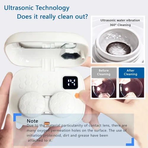Miniatura 7 de Limpiador de lentes de contacto con espejo, máquina limpiadora de lentes de contacto, limpiador ultrasónico USB para eliminación de lentes suaves
