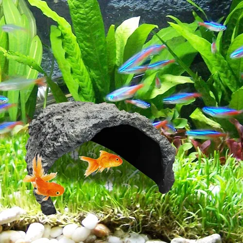 Miniatura 3 de Cueva de piel de reptil extra grande, cueva de resina, accesorios de decoración de acuario, tortuga lagarto para ocultar hábitat de 10.23 x 9.44 x