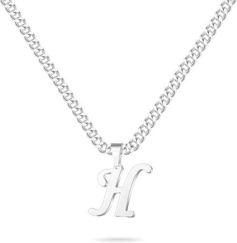 LUXEJEW Collares con inicial de cadena cubana de oro para hombres, dije de letra, collar con inicial para hombres, niños y mujeres, collares con