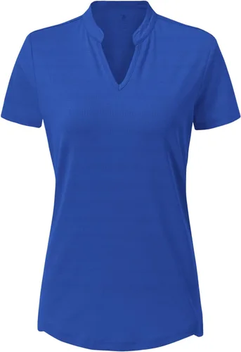 Miniatura 17 de Gopune Polo de golf con cuello en V para mujer, sin cuello, manga corta, ligera, de secado rápido, camisetas de tenis para correr