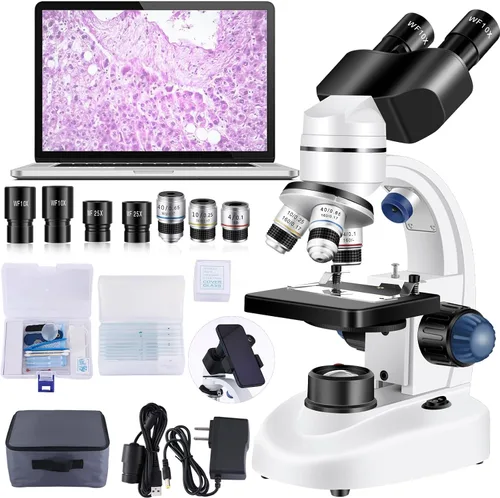 Miniatura 10 de Microscopio para adultos con oculares WF10x y WF25x, aumento de 40X-2000X, cámara USB, microscopio para adultos adecuado para laboratorio y escuela